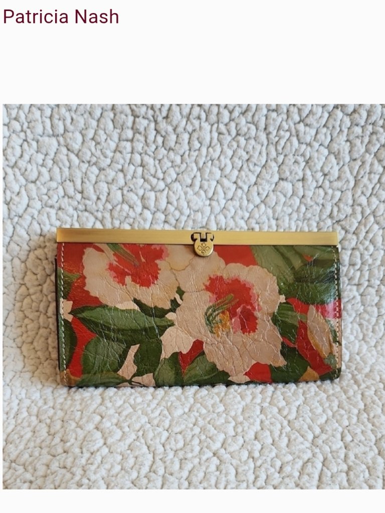 Patricia Nash Hawaiian Lili Floral Italian Leather Velour Lined Wallet